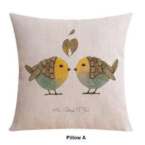 Decorative Sofa Pillows for Dining Room, Simple Decorative Pillow Covers, Love Birds Throw Pillows for Couch, Singing Birds Decorative Throw Pillows-Silvia Home Craft