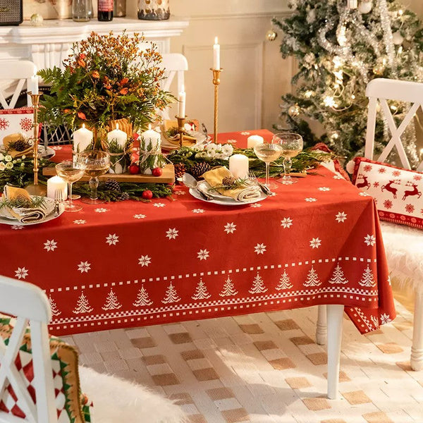 Extra Large Modern Rectangular Tablecloth for Dining Room Table, Christmas Edelweiss Table Covers, Square Tablecloth for Kitchen, Large Tablecloth for Round Table-Silvia Home Craft