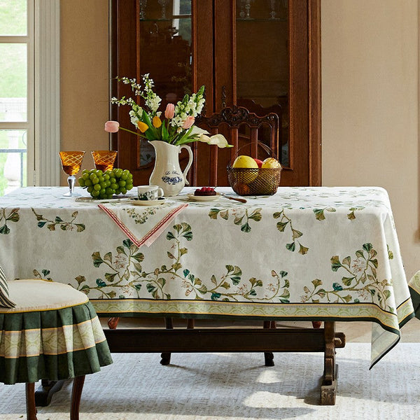 Ginkgo Leaves Table Covers, Square Tablecloth for Kitchen, Extra Large Modern Rectangular Tablecloth for Dining Room Table, Large Tablecloth for Round Table-Silvia Home Craft