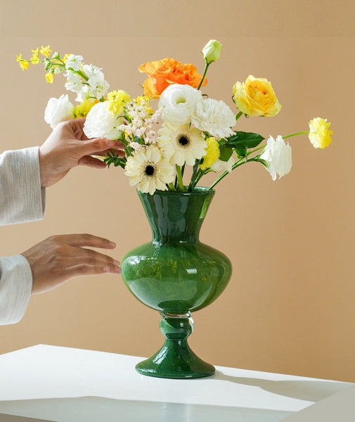 Contemporary Vase for Modern Home Decor, Unique Modern Glass Vase, Modern Glass Flower Vases, Handmade Liuli Vases, Centerpiece Vases on Table-Silvia Home Craft