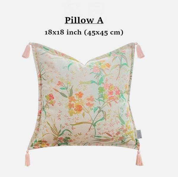 Living Room Decorative Pillows, Modern Decorative Cushions, Decorative Pillows for Bed, Decorative Pillow Arrangement Ideas for Interior Design, Embroidered Floral Bird Pattern Pillow Covers-Silvia Home Craft