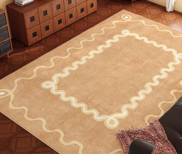 Large Modern Rugs for Living Room, Bedroom Modern Rugs, Dining Room Geometric Modern Rugs, Cream Color Contemporary Modern Rugs-Silvia Home Craft