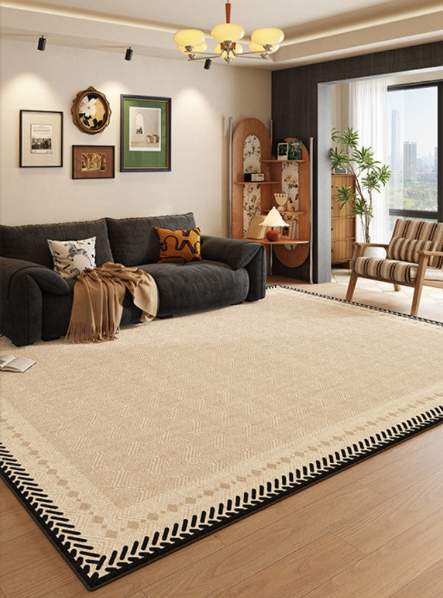 Mid Century Modern Rugs Next to Bed, Modern Rugs for Dining Room, Contemporary Rugs for Bedroom, Cream Modern Carpets for Living Room-Silvia Home Craft