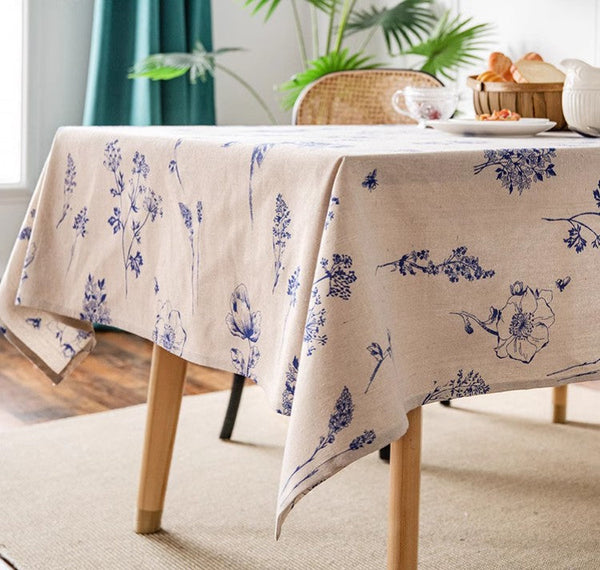 Dining Room Flower Table Cloths, Large Rectangular Table Covers for Kitchen, Farmhouse Table Cloth, Wedding Tablecloth, Square Tablecloth for Oval Table-Silvia Home Craft