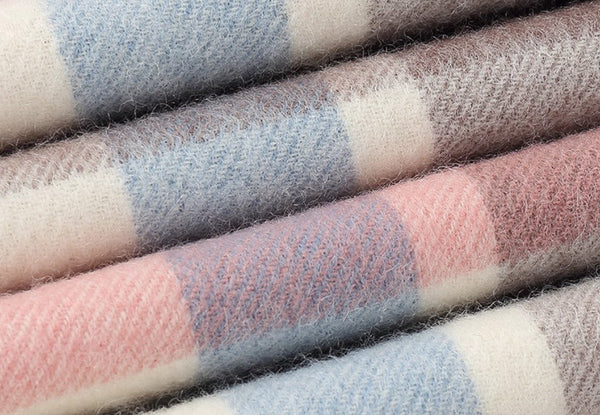 Large Wool Scarf, Soft Wool Scarf for Women, Checkered Fashion Scarf, Winter Shawl, Elegant Shawl, Warm Cape, Gifts for Her, Evening Wrap, Christmas Gift-Silvia Home Craft