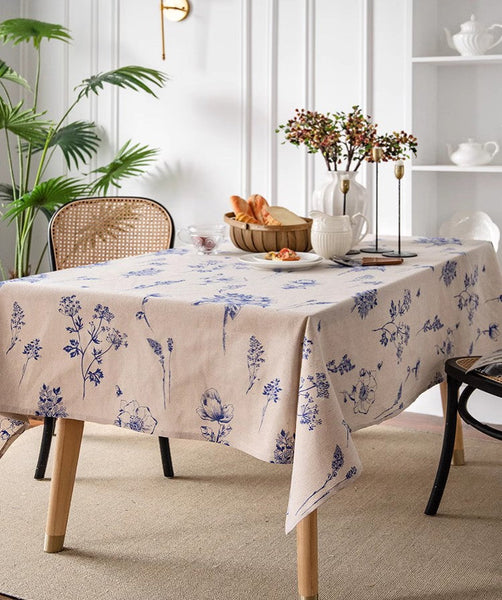 Dining Room Flower Table Cloths, Large Rectangular Table Covers for Kitchen, Farmhouse Table Cloth, Wedding Tablecloth, Square Tablecloth for Oval Table-Silvia Home Craft