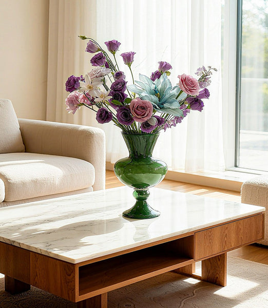 Contemporary Vase for Modern Home Decor, Unique Modern Glass Vase, Modern Glass Flower Vases, Handmade Liuli Vases, Centerpiece Vases on Table-Silvia Home Craft