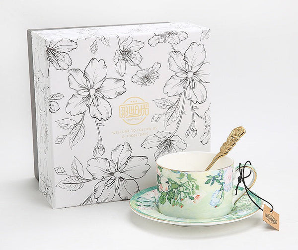 Luxury Tea Cup Set, Elegant Coffee Cup, Porcelain Tea Saucer, Ceramic Tea Cup Set, British Tea Cup Set-Silvia Home Craft