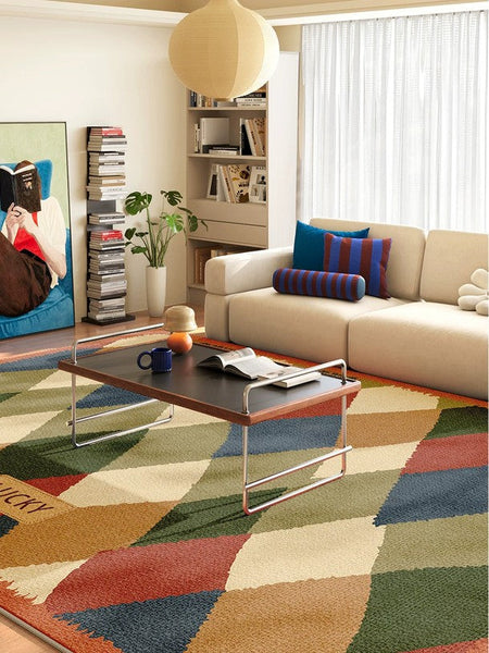 Abstract Contemporary Modern Rugs for Living Room, Modern Runner Rugs Next to Bed, Colorful Mid Century Rugs, Modern Rugs for Apartment-Silvia Home Craft