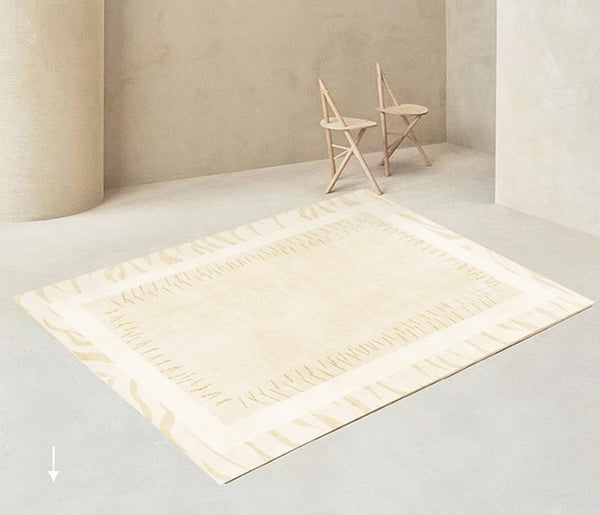 Modern Rugs for Dining Room, Cream Modern Carpets for Living Room, Soft Contemporary Rugs for Bedroom, Mid Century Modern Rugs Next to Bed-Silvia Home Craft