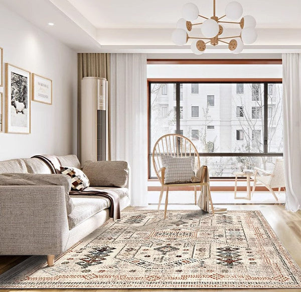 Modern Rugs for Living Room, Morocco Contemporary Rugs Next to Bed, Flower Pattern Contemporary Modern Rugs for Dining Room-Silvia Home Craft