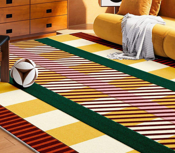 Contemporary Modern Rugs for Bedroom, Colorful Abstract Modern Area Rugs for Dining Room, Large Geometric Rugs for Living Room-Silvia Home Craft