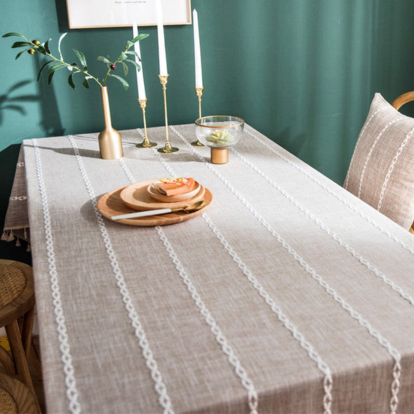 Cotton and Linen Tablecloths, Kitchen Rectangular Table Covers, Rectangular Tablecloth for Oval Table, Farmhouse Table Cloths for Dining Room-Silvia Home Craft