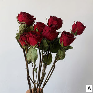 Natural Dried Rose Flower Bunches, Dried Rose Floral Bouquet, Dried Flowers, A Bunch Dried Rose Flowers, Red Yellow Purple Dried Rose Flowers-Silvia Home Craft