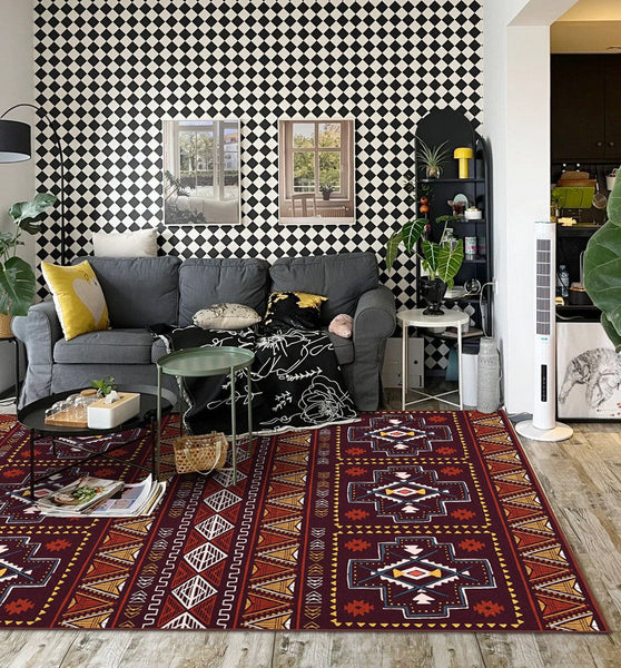 Morocco Area Rugs for Living Room, Traditional Colorful Persian Rugs for Dining Room, Traditional Persain Rugs for Bedroom-Silvia Home Craft