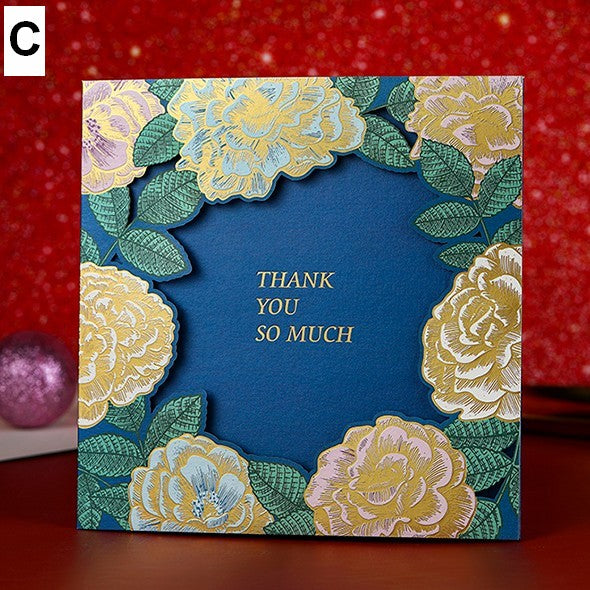 Blue Flower Greeting Cards, Beautiful Greeting Cards to Friends, Creative Birthday Greeting Card, Original Handmade Greeting Cards-Silvia Home Craft