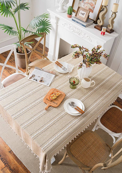 Modern Rectangular Table Cloth for Dining Room Table, Linen Square Tablecloth for Kitchen, Extra Large Table Covers for Sale-Silvia Home Craft