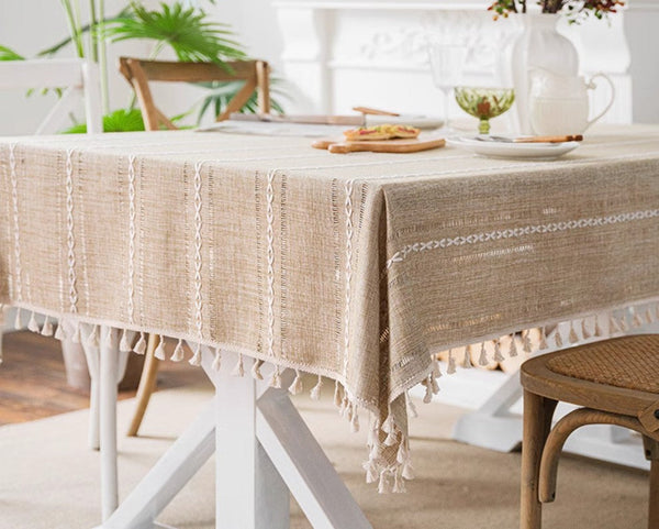 Modern Rectangular Table Cloth for Dining Room Table, Linen Square Tablecloth for Kitchen, Extra Large Table Covers for Sale-Silvia Home Craft