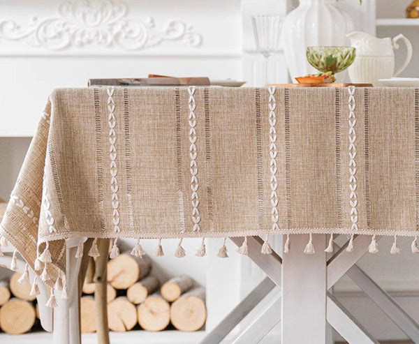 Modern Rectangular Table Cloth for Dining Room Table, Linen Square Tablecloth for Kitchen, Extra Large Table Covers for Sale-Silvia Home Craft