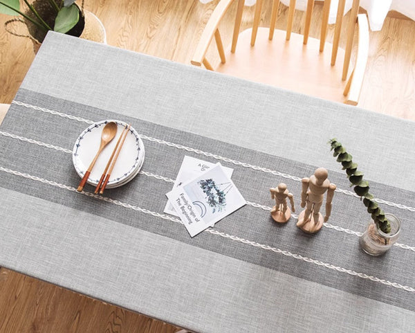 Dining Room Table Large Rectangle Table Cover, Modern Rectangular Table Cloth for Oval Table, Cotton and Linen Tablecloth for Kitchen-Silvia Home Craft