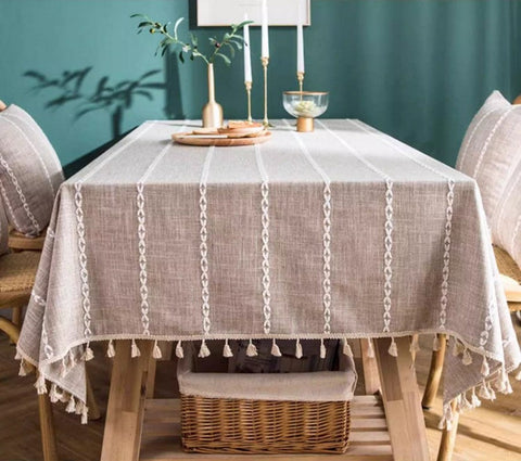 Simple Rectangular Tablecloth for Oval Table, Cotton and Linen Tablecloths, Kitchen Rectangular Table Covers, Farmhouse Table Cloths for Dining Room-Silvia Home Craft