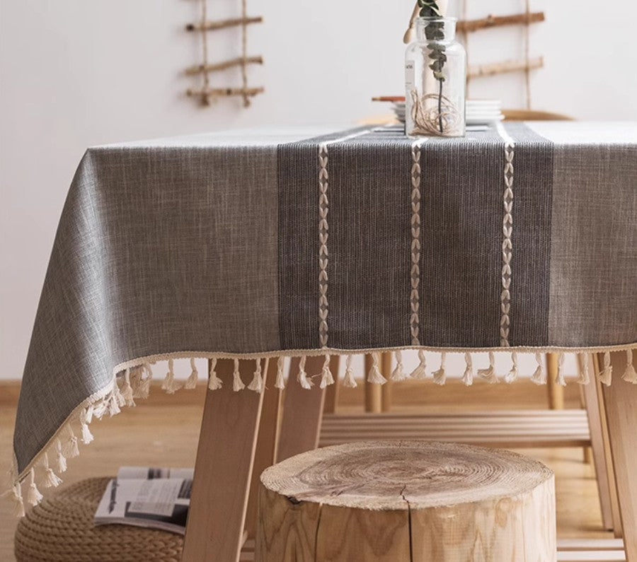 Dining Room Table Large Rectangle Table Cover, Modern Rectangular Table Cloth for Oval Table, Cotton and Linen Tablecloth for Kitchen-Silvia Home Craft