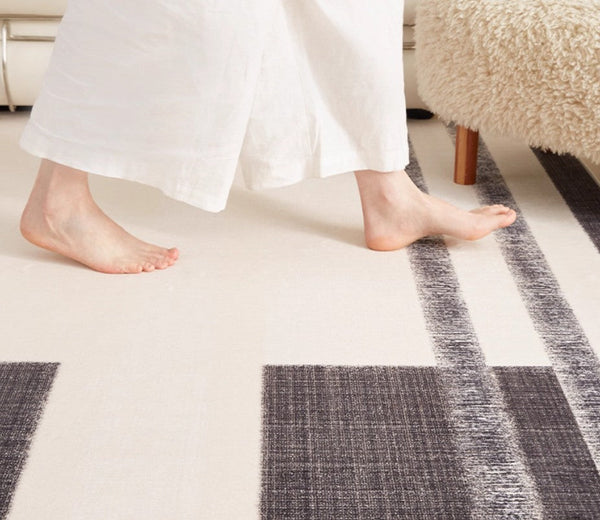 Abstract Area Rugs for Living Room, Geometric Contemporary Modern Rugs Next to Bed, Modern Carpets for Office, Modern Soft Rugs under Dining Room Table-Silvia Home Craft