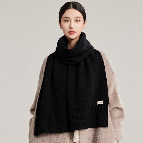 Soft Cashmere Scarf for Women, Casual Scarf for Women, Cold Weather Scarf, Fashion Designer Scarf, Black Winter Scarf, Modern Wool Scarf for Women-Silvia Home Craft