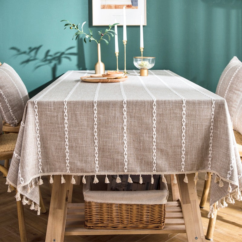 Cotton and Linen Tablecloths, Kitchen Rectangular Table Covers, Rectangular Tablecloth for Oval Table, Farmhouse Table Cloths for Dining Room-Silvia Home Craft
