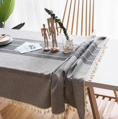 Dining Room Table Large Rectangle Table Cover, Modern Rectangular Table Cloth for Oval Table, Cotton and Linen Tablecloth for Kitchen-Silvia Home Craft