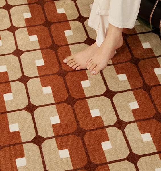 Abstract Contemporary Round Rugs, Modern Rugs under Coffee Table, Modern Rugs for Dining Room, Geometric Modern Rugs for Bedroom-Silvia Home Craft