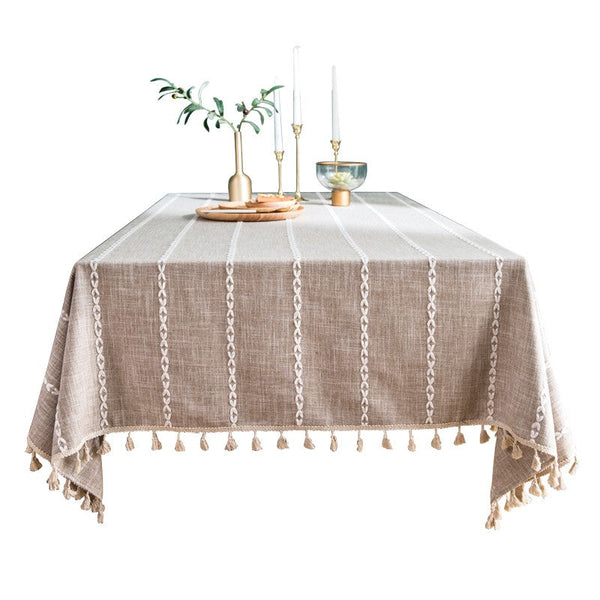 Cotton and Linen Tablecloths, Kitchen Rectangular Table Covers, Rectangular Tablecloth for Oval Table, Farmhouse Table Cloths for Dining Room-Silvia Home Craft