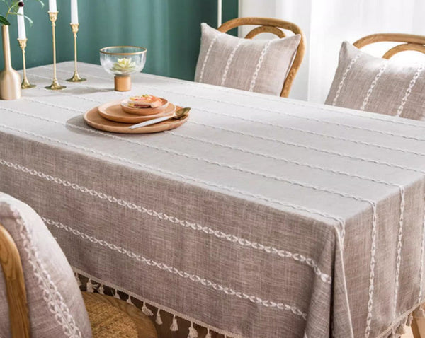Cotton and Linen Tablecloths, Kitchen Rectangular Table Covers, Rectangular Tablecloth for Oval Table, Farmhouse Table Cloths for Dining Room-Silvia Home Craft