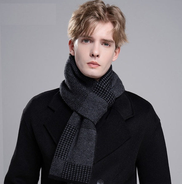 Business Wool Scarf for Gentleman, Formal Men Scarf Styles, Men's Winter Scarf, Thick Wool Scarf for Men, Modern Casual Scarf Men, Men's Wool Scarf Winter-Silvia Home Craft