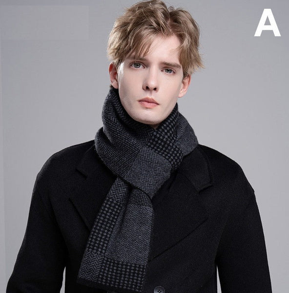 Thick Wool Scarf for Men, Modern Casual Scarf Men, Business Wool Scarf for Gentleman, Formal Men Scarf Styles, Men's Wool Scarf Winter, Men's Winter Scarf-Silvia Home Craft