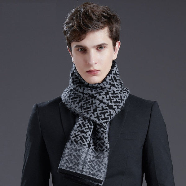 Modern Business Wool Scarf for Gentleman, Soft Casual Scarf Men, Men's Winter Wool Scarf, Formal Men Scarf Styles, Men's Winter Scarves, Thick Wool Scarf for Men-Silvia Home Craft