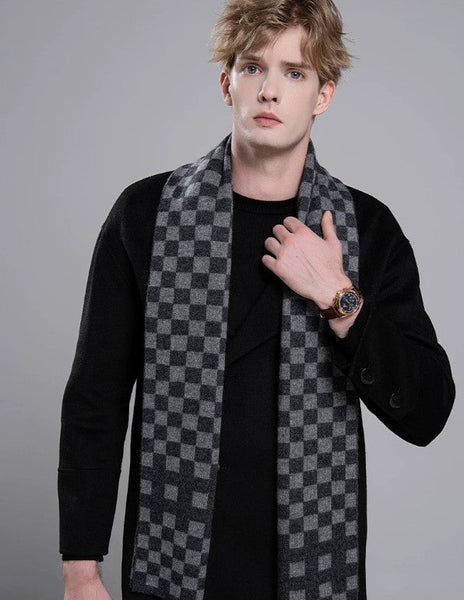 Men's Wool Scarf Winter, Business Wool Scarf for Gentleman, Modern Casual Scarf Men, Formal Men Scarf Styles, Men's Winter Scarf, Thick Wool Scarf for Men-Silvia Home Craft