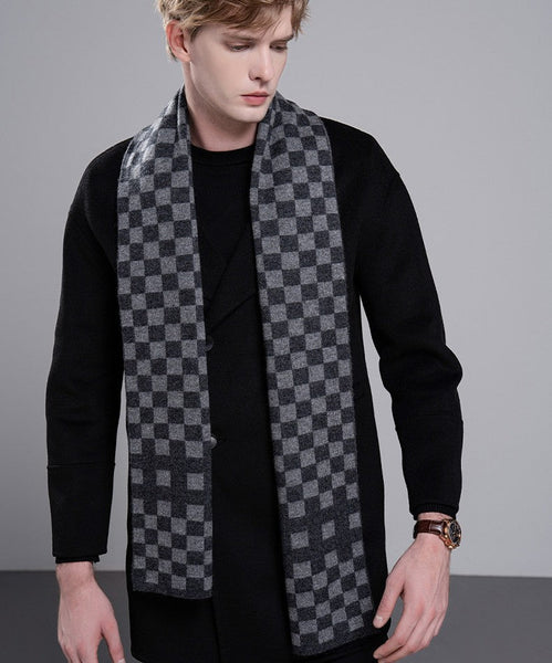 Men's Wool Scarf Winter, Business Wool Scarf for Gentleman, Modern Casual Scarf Men, Formal Men Scarf Styles, Men's Winter Scarf, Thick Wool Scarf for Men-Silvia Home Craft