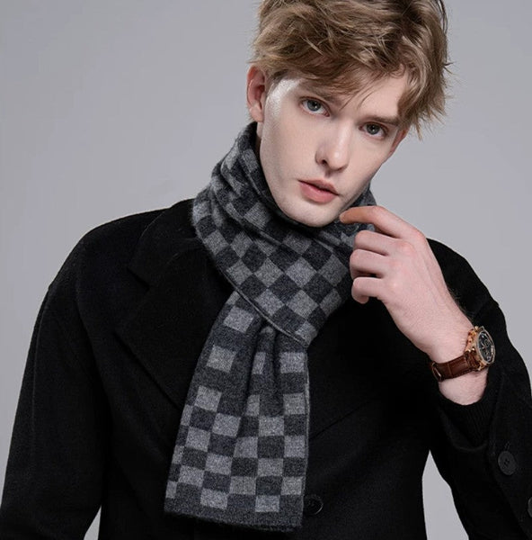 Men's Wool Scarf Winter, Business Wool Scarf for Gentleman, Modern Casual Scarf Men, Formal Men Scarf Styles, Men's Winter Scarf, Thick Wool Scarf for Men-Silvia Home Craft