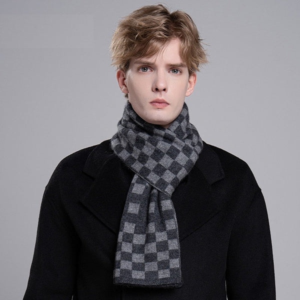 Men's Wool Scarf Winter, Business Wool Scarf for Gentleman, Modern Casual Scarf Men, Formal Men Scarf Styles, Men's Winter Scarf, Thick Wool Scarf for Men-Silvia Home Craft