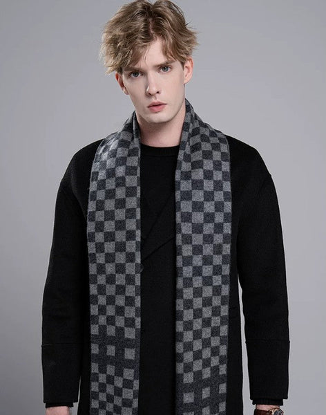 Men's Wool Scarf Winter, Business Wool Scarf for Gentleman, Modern Casual Scarf Men, Formal Men Scarf Styles, Men's Winter Scarf, Thick Wool Scarf for Men-Silvia Home Craft