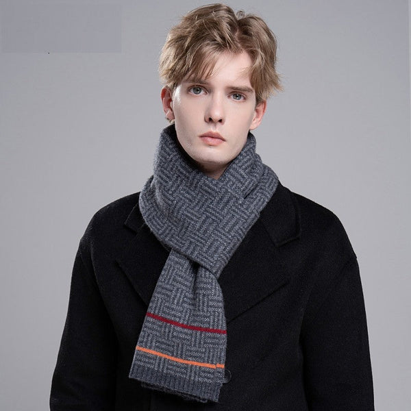 Business Wool Scarf for Gentleman, Modern Casual Scarf Men, Formal Men Scarf Styles, Men's Wool Scarf Winter, Men's Winter Scarf, Thick Wool Scarf for Men-Silvia Home Craft