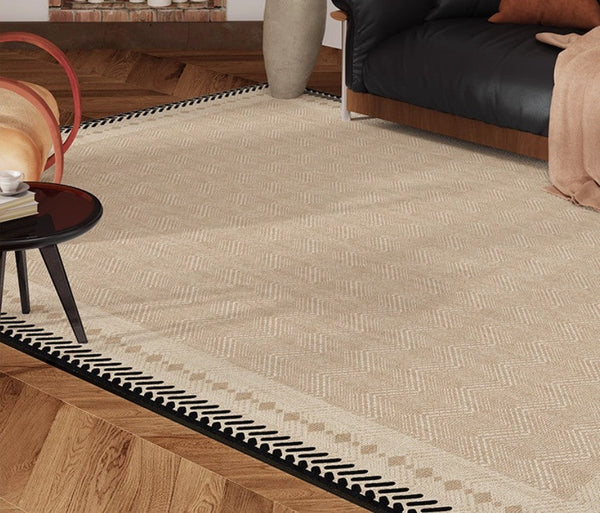 Mid Century Modern Rugs Next to Bed, Modern Rugs for Dining Room, Contemporary Rugs for Bedroom, Cream Modern Carpets for Living Room-Silvia Home Craft