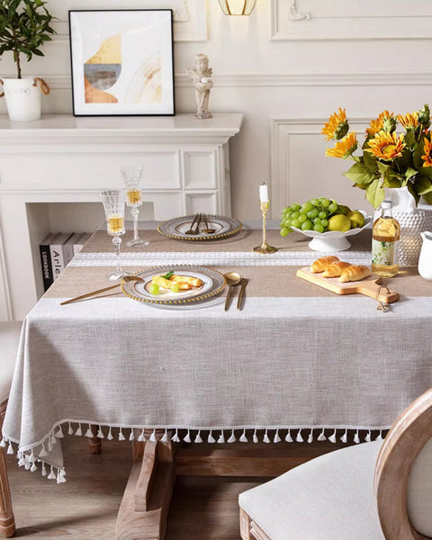 Cotton and Linen Rectangle Table Covers for Dining Room Table, Rectangular Tablecloths for Coffee Table, Modern Table Cloth for Kitchen-Silvia Home Craft