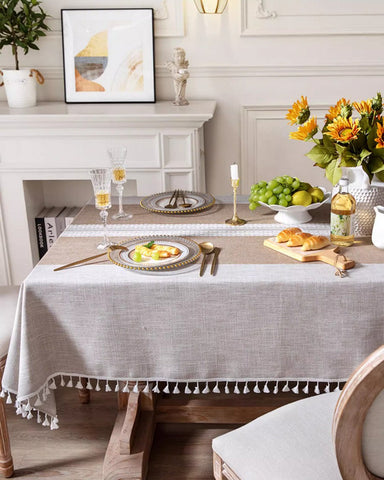 Cotton and Linen Rectangle Table Covers for Dining Room Table, Rectangular Tablecloths for Coffee Table, Modern Table Cloth for Kitchen-Silvia Home Craft