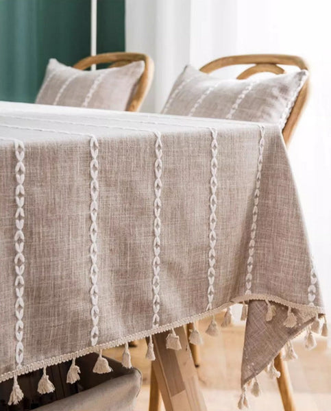 Cotton and Linen Tablecloths, Kitchen Rectangular Table Covers, Rectangular Tablecloth for Oval Table, Farmhouse Table Cloths for Dining Room-Silvia Home Craft