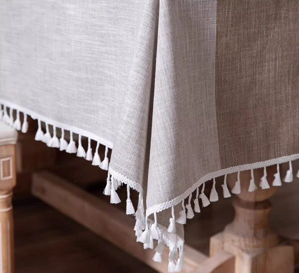 Cotton and Linen Rectangle Table Covers for Dining Room Table, Rectangular Tablecloths for Coffee Table, Modern Table Cloth for Kitchen-Silvia Home Craft