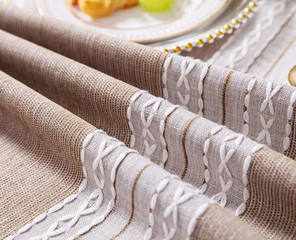Cotton and Linen Rectangle Table Covers for Dining Room Table, Rectangular Tablecloths for Coffee Table, Modern Table Cloth for Kitchen-Silvia Home Craft