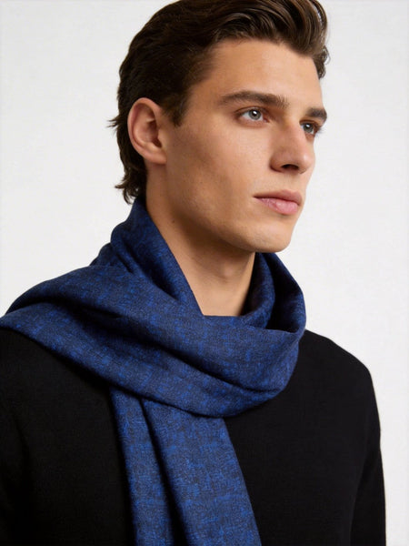 Luxury Blue Silk Neck Scarf, Silk Scarf For Suit, Formal Wear Silk Scarf, Silk Ascot For Men, British Style Long Scarf, Business Silk Scarf Men, Mens Spring Autumn Scarf, Lightweight Silk Scarf Men-Silvia Home Craft