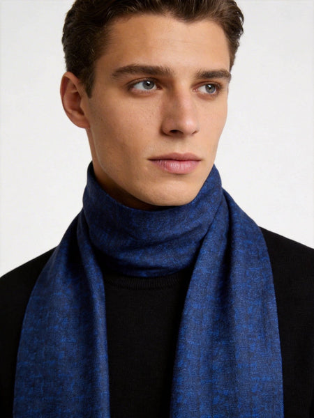 Luxury Blue Silk Neck Scarf, Silk Scarf For Suit, Formal Wear Silk Scarf, Silk Ascot For Men, British Style Long Scarf, Business Silk Scarf Men, Mens Spring Autumn Scarf, Lightweight Silk Scarf Men-Silvia Home Craft